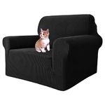 MAXIJIN Stretch Chair Cover Chair Slipcovers with Arms, 1-Piece Couch Sofa Chair Covers for Living Room, Non Slip Armchair Cover (31"-46") Furniture Protector Dogs Pet Friendly (Chair, Black)