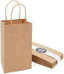 Juvale 12 Pack Small Gift Bags with Handles, 5.3 x 3 x 8.5 Inch Bulk Kraft Paper Material Brown Bags for Party Favors, Goodies