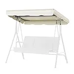 Flexzion Porch Swing Canopy Replacement Patio Swing Cover, White 77" X 43" 2 Seat Bench Glider Swings Shade Top Fabric UV Weather Waterproof for Outdoor Garden Patio Yard Park Porch Seat Furniture