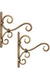 ELEGANT HOME DECOR Antique Golden Polish Handmade Iron Wall Hanger for Lantern/Diya Bird Feeder & Ornaments String Lights -Set of 2