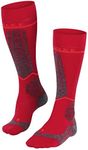 FALKE Women's SK Energizing Wool Compression Ski Socks, Knee High, Medium Padding, Breathable Quick Dry, Merino Wool, Red (Rose 8564) - Calf Size W1, 5-7.5, 1 Pair