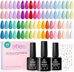 beetles Summer Gel Nail Polish Set - 40 Pcs 36 Colors Nail Polish Kit Pink Red Green Blue Color Gel with Base & Glossy Matte Top Coat UV LED Petal Symphony Collection Nail Art Manicure Gift for Women