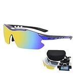 Polarized Cycling Glasses with 5 Interchangeable PC Lenses Windproof Dustproof Impact-resistance High UV Protection Outdoor Sports Sunglasses for Running Hiking Driving Biking