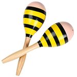 Maracas, Wooden Shaker Musical Percussion Instrument for Adult Kids, Bee