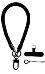 RATASK Wrist Strap Lanyard, Rope Lanyard Wrist Strap for Mobile Phones, Cameras, Keyring, Keychain,Mobile Accessory Pendant (Black)