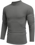 COOFANDY Mens Shirts Turtle Neck Tops for Men Long Sleeve Striped Stretch Mock Turtleneck Knitted Jumpers Dark Gray XXL
