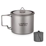 Lixada Titanium Cup Camping Mug Ultralight Foldable Handle with Lid and Stuff Sack Outdoor Titanium Pot (300ml-750ml Optional)