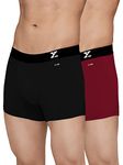 XYXX Men's Cotton Trunks (Pack of 2) (XYTRNK2PCKN401L_Black + Dark Maroon_L)