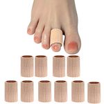 DYKOOK Gel Lined Toe Tubes Sleeves 10 Pcs, Made of Elastic Fabric Lined with Silicone Gel. Toe Sleeve Protectors Relief Toe Pressure Pain, Corn and Calluses Remover