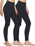 ATHLIO 2 Pack Women's Thermal Yoga Pants, High Waist Warm Fleece Lined Leggings, Winter Workout Running Tights YLP97-BLK_Large