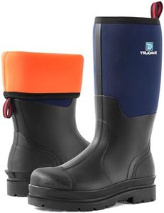 Trudave Rubber Boots for Men, Waterproof Rain Boots with Steel Shank & Reinforced Shell, 5mm Neoprene Insulated Knee mud Boots for Hunting Farming Fishing
