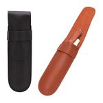 TorSor 2 Pack Straight Razor Case Sheath Protective Pouch Sleeve Cover Holster PU Leather Holder Protector For Shavette Blade Safety Travel Barber Razors, Brown,Black