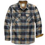 Dubinik® Mens Flannel Shirt Long Sleeve Button Down Plaid All Cotton Soft Brushed Flannel Shirt for Men Utility Casual Shirt