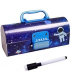 Invite Enterprise Plastic Kids Pen & Pencil Box, Suitcase Style Password Lock Pencil Case, Multi-Layer Pencil Box For Kids, Stationary Organizer Case For Kids, Return Gift For Kids (Astronaut-Blue)