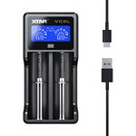 XTAR VC2L Battery Charger USB C charger 18650 Charger Fast 2A 26650 Battery Charger LCD Display for AA AAA Batteries C Battery (VC2L)