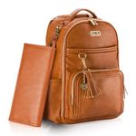 Itzy Ritzy Baby Changing Bag Backpack | Large Nappy Bag with Changing Mat | Big Enough for Their World, Organised for Yours | 19 Pockets, Insulated Bottle Holders, Pram Straps | Diaper Pack (Cognac)
