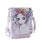 Teens Girls Cartoon Mini Shoulder Bag PU Leather Purse Cross Body Bag Key Money Cell Phone Holder Case Small Wallet Pouches Clutch Handbag