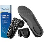 VivoFoot Memory Foam Insoles, Anti-Fatigue Pain Relief Everyday Work Sports Running Comfort Shoe Inserts, Cloud Sole Pads, Cushion Replacement Filler, Trim to Fit for Men & Women (UK 4-6.5, Black)
