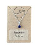 September Birthstone Pendant Necklace, September Sapphire Style Colour Birthstone Necklace, September Gift, September Month Necklace, Sapphire Style Necklace