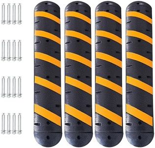 GarveeTech 4 PCS 6 ft Speed Bumps Wite End for Road, Heavy-Duty 25,000 LBS Capacity Traffic Rubber Speed Humps with 2 Channel Floor Cord Cover for Asphalt Concrete Gravel Driveway Road (4)
