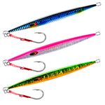 Goture Speed Jigs Saltwater Lures Tuna Jigs Grouper,Dogtooth,Bass Salmon Lures Lead Vertical Jigs Jigging Lures Deep Sea Fishing Lures 3.53oz/100g, 3 Pack