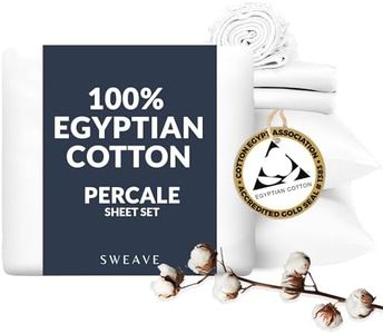 Sweave 100% Egyptian Cotton Percale Sheets Queen Size - Genuine Luxurious 400 Thread Count - Naturally Crisp, Breathable, Skin-Friendly & Cooling - Softer After Each Wash - Oeko-TEX Certified Giza