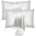 UQQU Satin Pillow Cases 2 Pack, Satin Pillowcase for Hair and Skin, Pillow Cases Standard Size, Super Soft Pillow Case with Envelope Closure (White, 50 x 75 cm)