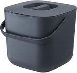 7L Kitchen Compost Bin Plastic Rubbish Waste Bin Countertop Dustbin Trash Can with Detachable Inner Bucket Dark Grey