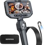 Two-Way Articulating Borescope, DEPSTECH 0.23in Articulated Endoscope Camera with Light, 5-inch IPS Snake Inspection Camera, Flexible Automotive, Mechanics, Plumbing Tools for Men-4.92FT