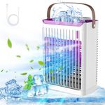 Portable Air Conditioner, Personal Mini Air Cooler Cooling Fan with 5 Wind Speeds, 680ml Evaporative Air Conditioner, 7 LED Light, 2 Cool Mist Air Conditioners Humidifier Fan for Room Bedroom Office