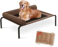 ROMROL 2 in1 Elevated Dog Bed, Raised Dog Cots Beds for Large Dogs with Bolster, dog mat, Breathable Mesh, Chew Resistant Dog Bed, Proof Portable Pet Cot, 42 inches