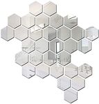 Bikri Kendra - 31 Hexagon with 20 Butterflies Silver (Size 10.4 x 12 cm) Mirror Stickers for Wall, Hexagon Mirror Wall Stickers, Acrylic Mirror Hexagonal Mirror Wall Sticker, Wall Mirror Stickers