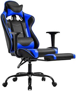 BestOffice Gaming Chair with Footrest,Ergonomic Office Chair,Adjustable Swivel Desk Chair,Reclining Computer Chair with Lumbar Support and Headrest,Racing Style Video Gamer Chair (Blue)