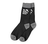 D Design Invent Print! Fishing Gift Socks Men’s Black Lucky Fishing Funny Quote Size 6-11 (Black)