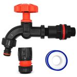 Premium Water Butts Kit – 3/4" bsp black tap with standard click lock hose connector + Hozelock compatible tap hose connector + PTFE Tape Roll – Perfect Water Butt Replacement. Set by MYPURECORE