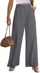 GRAPENT Wide Leg Pants for Women High Waisted Office Workwear Womens Wide Leg Dress Pants High Waisted Trousers Grey Pants Flowy Palazzo Pants Color Titanium Gray Size Small Size 4 Size 6