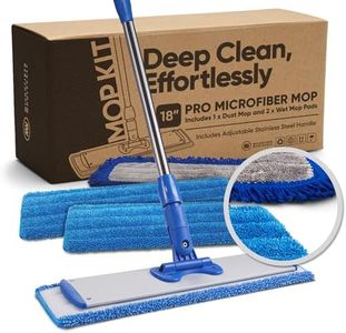 18” Pro Microfiber Hardwood Floor Mop - Cleans Floor in Seconds | Dust & Wet Mopping | Hardwood, Tile, Laminate & Vinyl with 3 Washable Pads, No Buckets Needed with Deluxe Household Mop