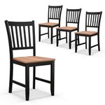 Giantex Wooden Dining Chairs Set of 4, Farmhouse Kitchen Chair with Rubber Wood Legs, Easy to Assemble Armless Dining Side Chairs, Dining Room Chairs, Black