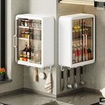 HOMIFLY Wall Mounted Plastic Storage Cabinet for Kitchen/Multipurpose Organizer with Doors and Shelves/Waterproof/Durable/Space-Saving Storage Box/Kitchen Spice Rack/Cabinet Organizer (2 Pc, White)