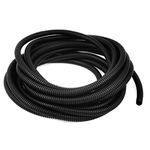 Sourcingmap 8 M 8mm x 10 mm Plastic Flexible Corrugated Conduit Tube Cord Protector for Garden,Industry, Office Black