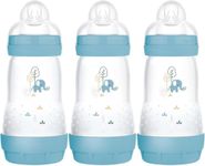 MAM Easy Start Self Sterilising Anti-Colic Baby Bottle Pack of 3 (3 x 260 ml), Anti-Colic Bottle with Medium Flow MAM Teats Size 2, Newborn Essentials, Blue (Designs May Vary)