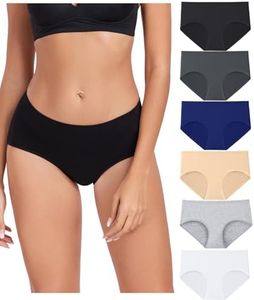 wirarpa Women's Cotton Underwear Mid Rise Hipster Full Coverage Panties 6 Pack Multicolor Medium