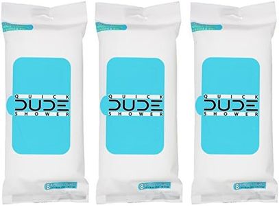 DUDE Shower Body Wipes (3 Packs, 8 Wipes Each) Unscented Naturally Soothing Aloe and Hypoallergenic, Portable Travel-Sized Individual Cleansing Cloths for Men