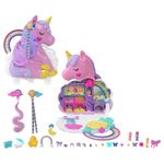 Polly Pocket 2-in-1 Playset, Rainbow Unicorn Salon Styling Head, 2 Polly Pocket Dolls, 20 Toy Accessories, Toys for Ages 4 and Up, One Polly Pocket Playset, HMX18