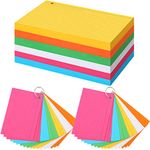 Leelosp 300 Pcs Colored Ruled Index Cards with 6 Rings 180 GSM Thick Neon Color Study Flash Cards Single Hole Punched Lined Flashcards Studying Notecards One Side for Study(4 x 6 in,Fresh Color)