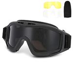 iFCOW Tactics Goggles Anti-Fog Glasses, Tactics Goggles Airsoft Paintball Ski Anti-Dust Anti-Fog Eye Protection Glasses with Interchange Lens for Bike Driving