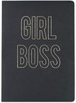Graphique Large Vegan Leather Journal, Girl Boss – 7” x 9.5", 192 Lined Pages, The Quote “Girl Boss” Embellished in Gold Foil on the Cover – Perfect for Taking Notes, Lists and More