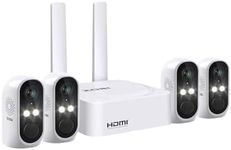 ZOSI 2K 8CH Battery Powered Wireless Security Camera System, 4pcs 3MP Wire-Free Outdoor Indoor Home Surveillance Cameras with Color Night Vision, Spotlight & Siren Alarm, 64GB SD Card, Two-Way Audio