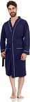 NY Threads Luxurious Men's Knit Robe Cotton Blend Dressing Gown (Navy, X-Large)