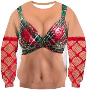 uideazone Ugly Christmas Sweater for Men Women Funny Muscle Print Crew Neck Pullover Sweatshirts X-Mas T-Shirt for Couple Lovers